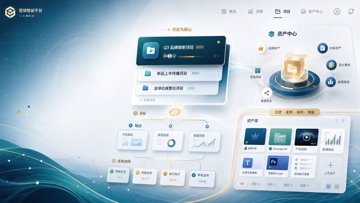 营销智脑V7资产中心按项目制设计的概念封面