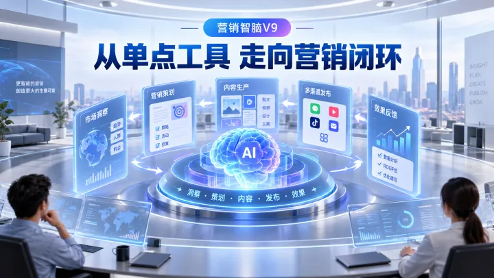 营销智脑V9产品理念：AI营销不只生成内容，更要连接业务闭环